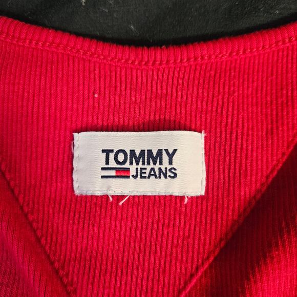 Tommy Hilfiger Red Sleeveless Ribbed Bodysuit Size M Tommy Jeans - Picture 4 of 8